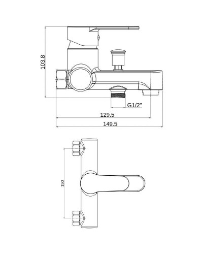 Смеситель для ванны Orange OneLife P07-100b Черный матовый