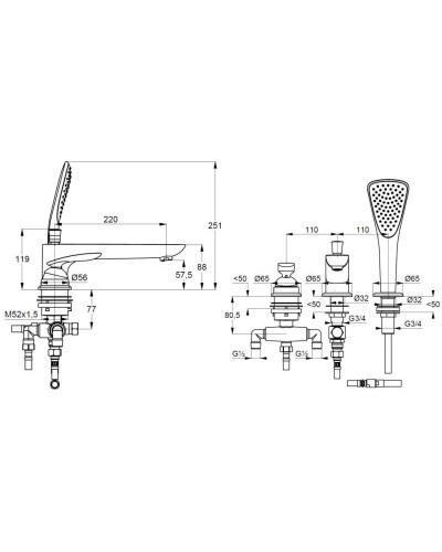 Смеситель на борт ванны Kludi Balance 524478775