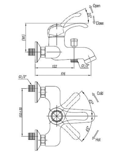 Смеситель для ванны Cezares Lira LIRA-M-VDM1-02 Бронза