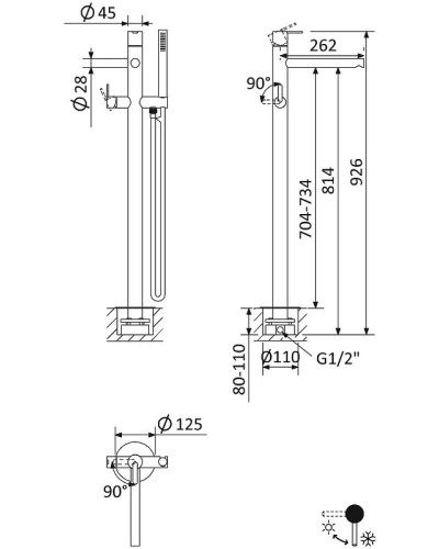 Смеситель для ванны Cezares Leaf LEAF-VDP-01 Хром
