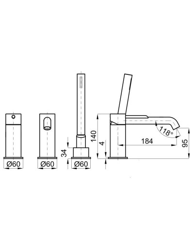 Смеситель на борт ванны Noken Round N200000014