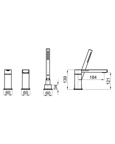 Смеситель на борт ванны Noken Urban N118211303