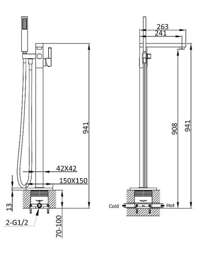 Смеситель для ванны Vincea VTF-101CH Хром