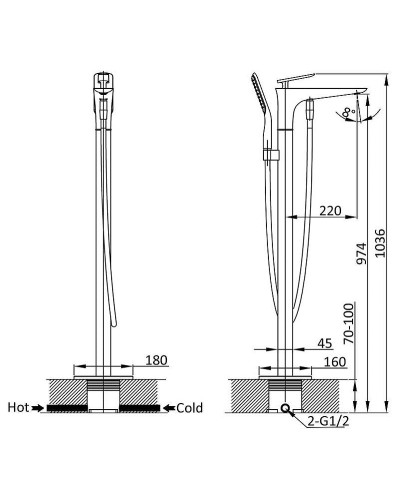Смеситель для ванны Vincea VTF-102CH Хром