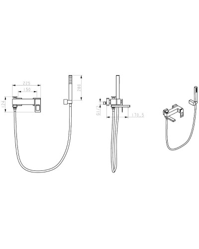 Смеситель для ванны Boheme Q 143-BUW Черный матовый Синий
