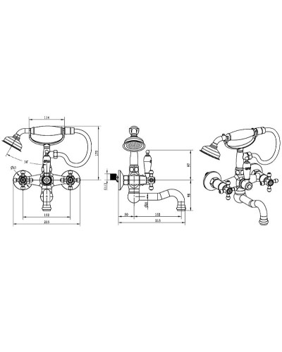 Смеситель для ванны Boheme Royal Cristal 273-Royal Хром
