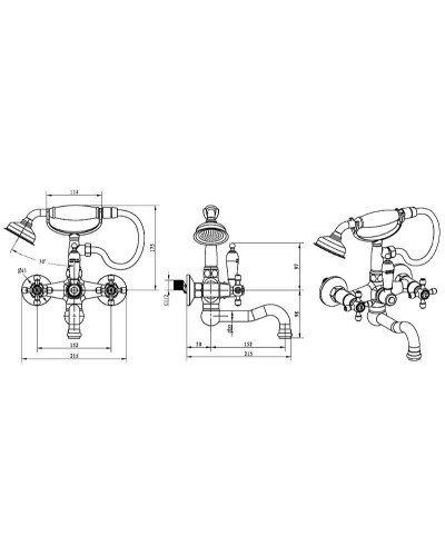 Смеситель для ванны Boheme Royal Cristal 293-Royal Золото