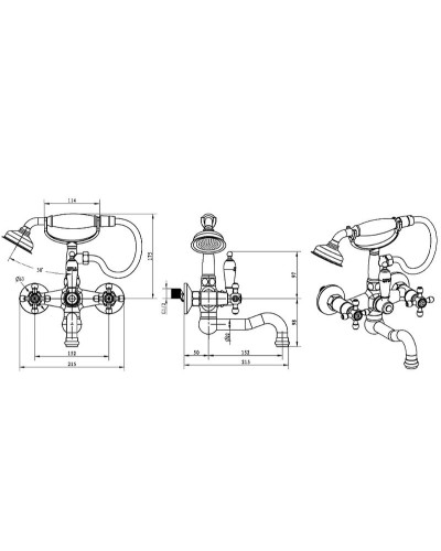 Смеситель для ванны Boheme Royal Cristal 313-Royal Бронза