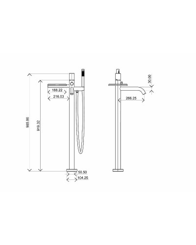 Смеситель для ванны Boheme Stick 129-BG.2 Черный матовый Золото