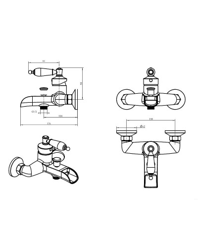 Смеситель для ванны Boheme Vogue 203-PR Бронза