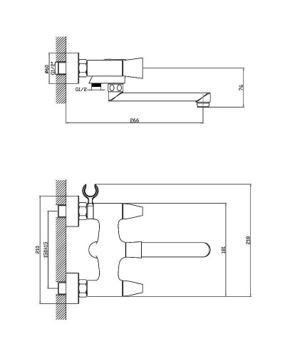 Смеситель для ванны Orange Alfi M82-211cr универсальный Хром