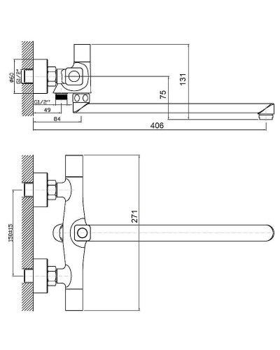 Смеситель для ванны Orange Alfi M82-212cr универсальный Хром