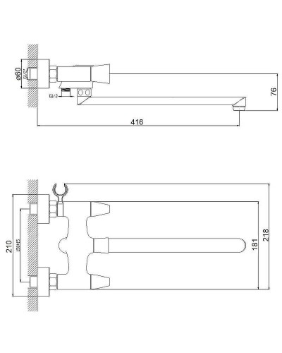 Смеситель для ванны Orange Alfi M82-213cr универсальный Хром