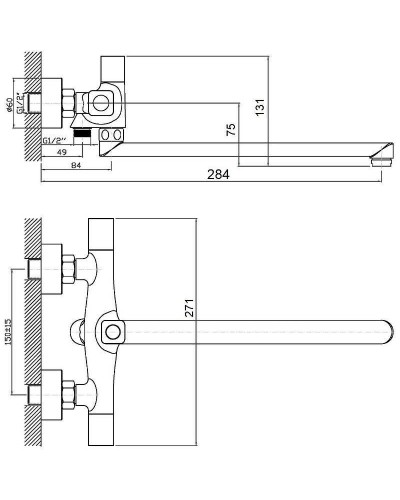 Смеситель для ванны Orange Alfi M82-214cr универсальный Хром