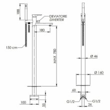 Смеситель для ванны Remer Infinity I08NP Никель брашированный