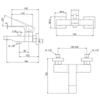 Смеситель для ванны Remer Absolute AU05 Хром