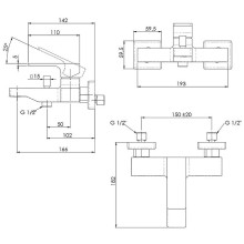 Смеситель для ванны Remer Absolute AU05DO Золото