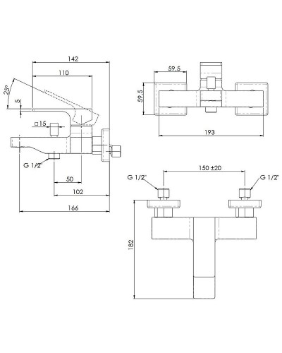 Смеситель для ванны Remer Absolute AU05DO Золото