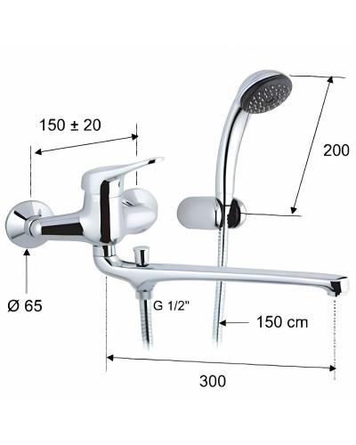 Смеситель для ванны Remer Kiss K494 универсальный Хром