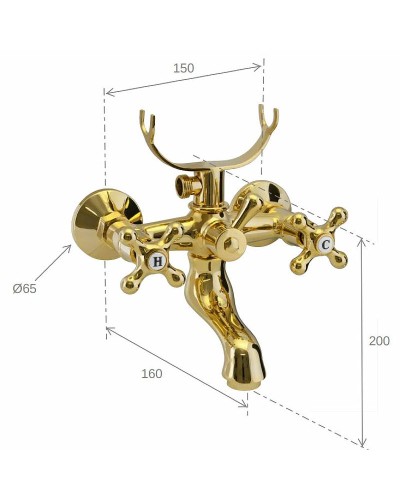 Смеситель для ванны Remer Liberty 05LIDO Золото