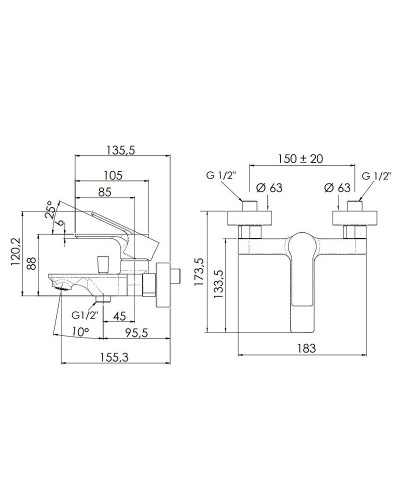 Смеситель для ванны Remer Energy EY05 Хром