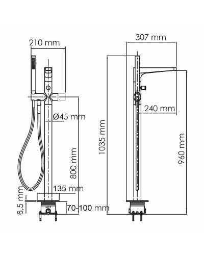 Смеситель для ванны WasserKRAFT Sauer 7121 Золото