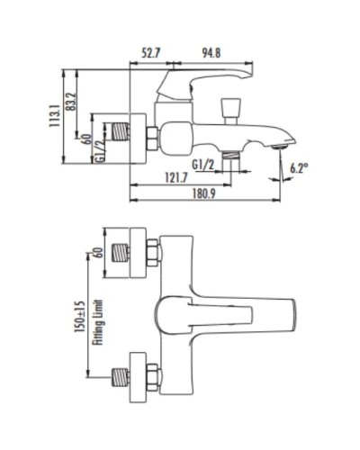 Смеситель для ванны Creavit Avangart AG2500G