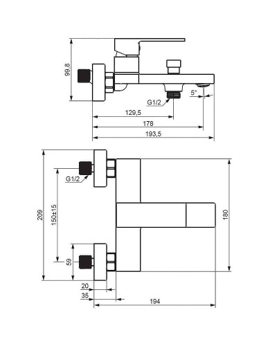 Смеситель для ванны Damixa Gala 531000000 Хром