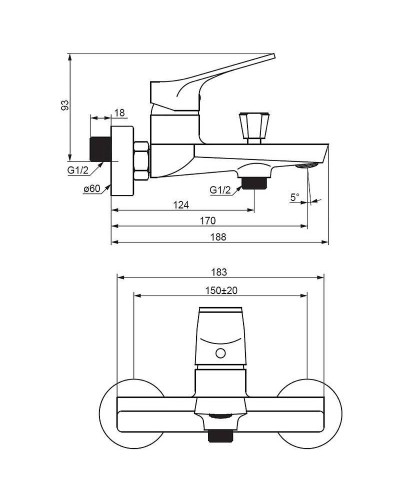 Смеситель для ванны Damixa Merkur 401000300 Черный матовый