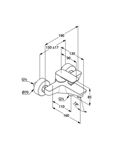 Смеситель для ванны Kludi Pure Style 406813975 Черный матовый