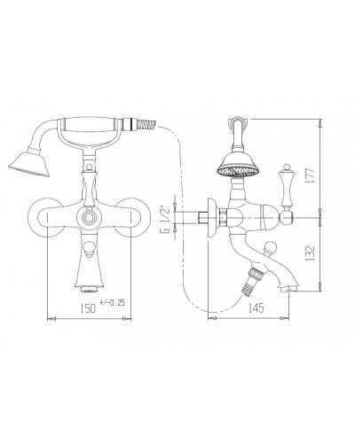 Смеситель для ванны с ручным душем CEZARES ATLANTIS-NOSTALGIA-VD-02