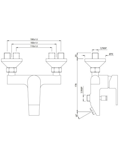 Смеситель для ванны Jaquar Aria ARI-CHR-39119