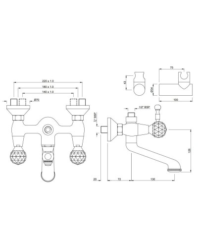 Смеситель для ванны Jaquar Rendezvous CTL-GLD-8267