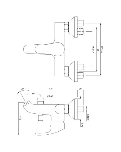 Смеситель для ванны Jaquar Eko EKO-CHR-33119