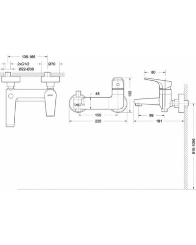 Смеситель для ванны Bravat Vega F6119177CP-01
