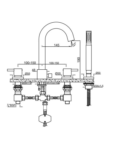 Смеситель на борт ванны Jaquar Florentine FLR-CHR-5277N