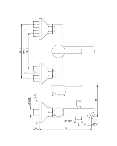 Cмеситель для ванны Jaquar Fonte FON-CHR-40119