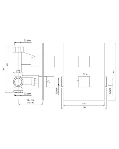 Термостат для ванны Jaquar Kubix KUB-CHR-35651F