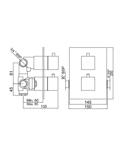Термостат для ванны Jaquar Kubix KUB-CHR-35671HF
