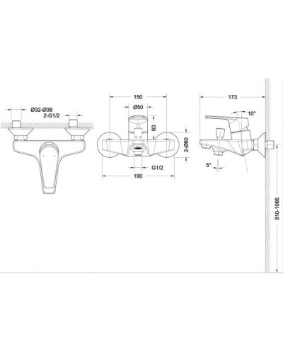 Смеситель для ванны Bravat Line F65299C-1