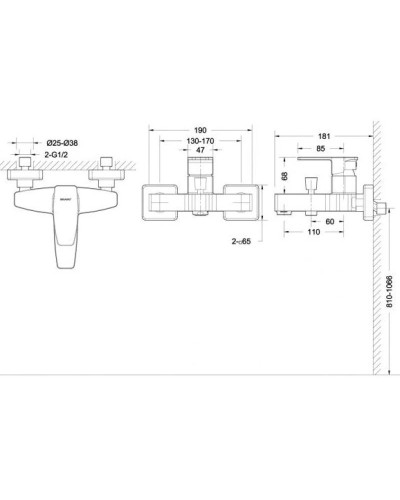 Смеситель для ванны Bravat Riffle F672106C-01