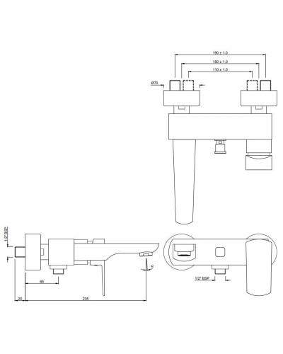 Смеситель для ванны Jaquar Kubix Prime KUP-CHR-35119PM