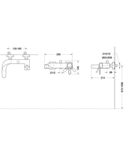 Смеситель для ванны Bravat Wave F674108C-01