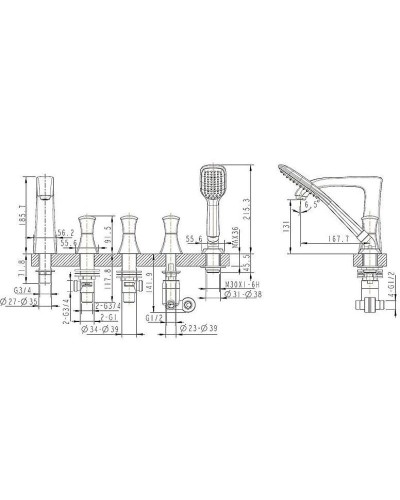 Смеситель на борт ванны Bravat Whirlpool F578112C