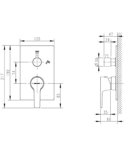 Смеситель для ванны Bravat Prolate P69219CP-2-ENG