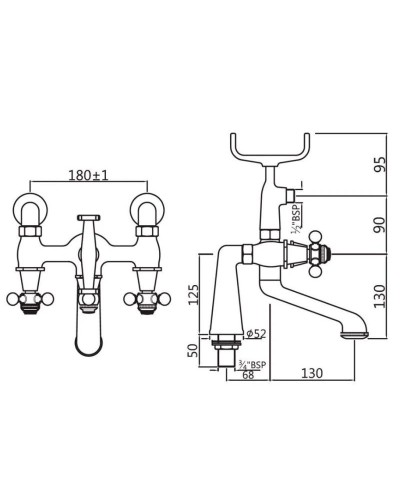 Смеситель на борт ванны Jaquar Queen’s QQT-CHR-7271