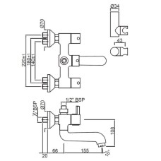 Cмеситель для ванны Jaquar Florentine FLR-CHR-5267N