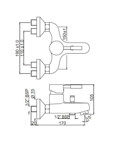 Cмеситель для ванны Jaquar Solo SOL-CHR-6119