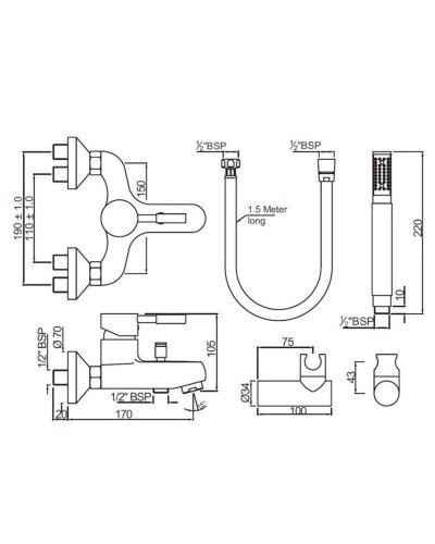 Cмеситель для ванны Jaquar Solo SOL-CHR-6119SHK