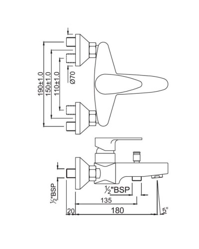 Cмеситель для ванны Jaquar Vignette Prime VGP-CHR-81119